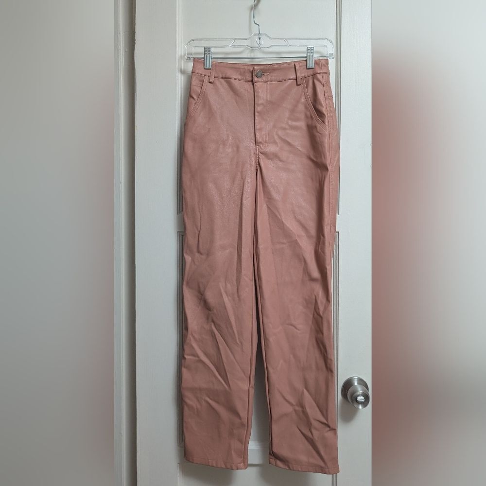 NWOT En Saison Lana Vegan Leather Pants in Pink Size XS Faux Light Anthropologie - Picture 5 of 8
